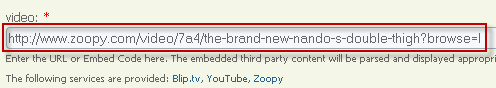 zoopy page url pasted into cck field