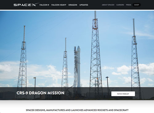 SpaceX Drupal website home page screenshot