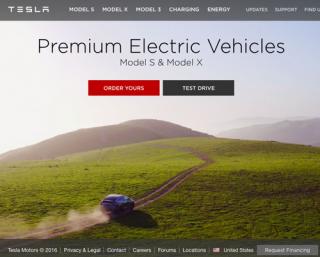 Tesla Drupal website home page screenshot