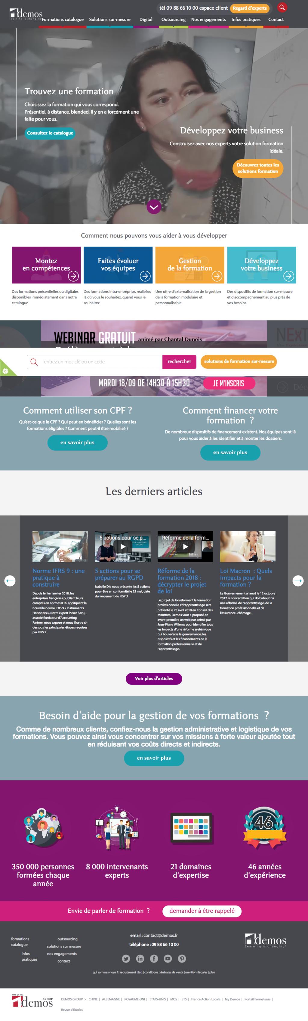 Demos home page with autocomplete quick course search