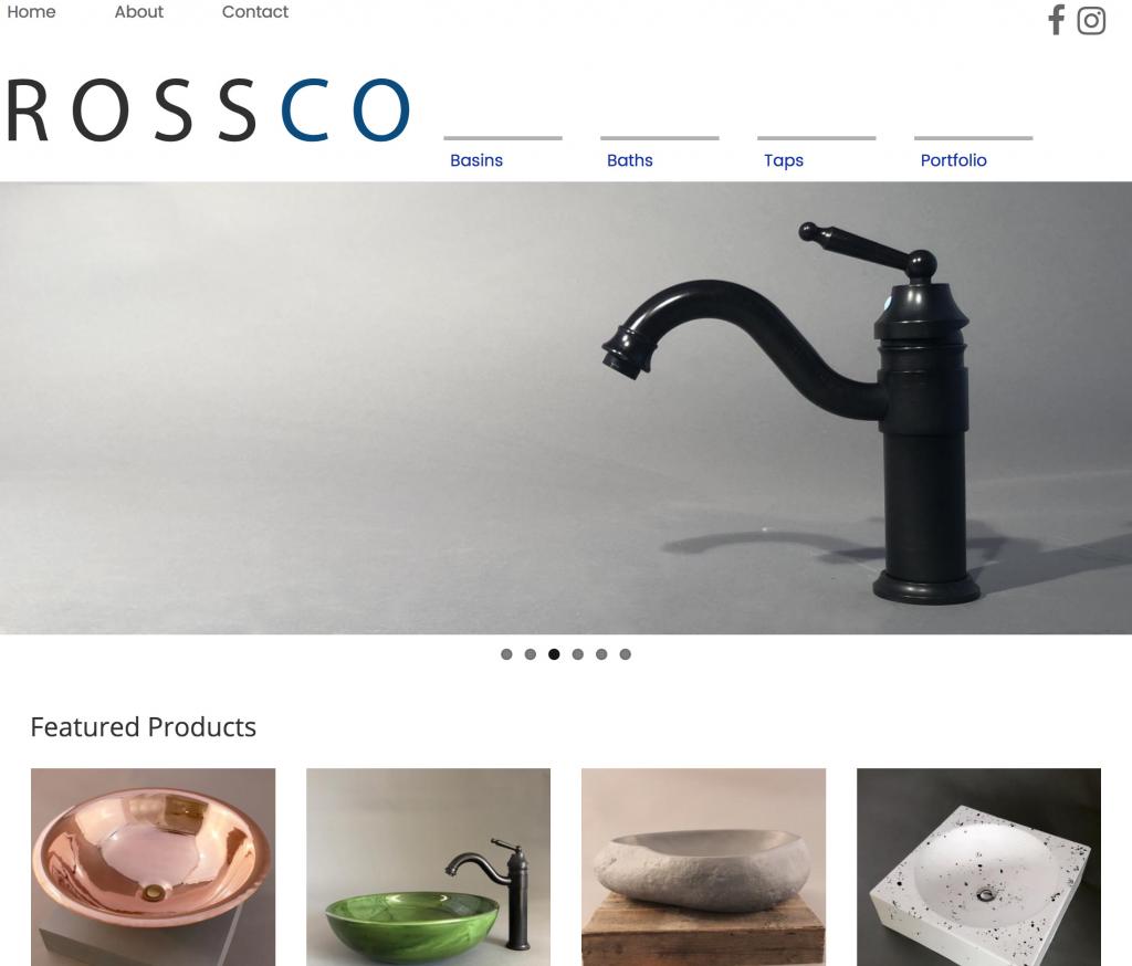 Rossco home page with slideshow