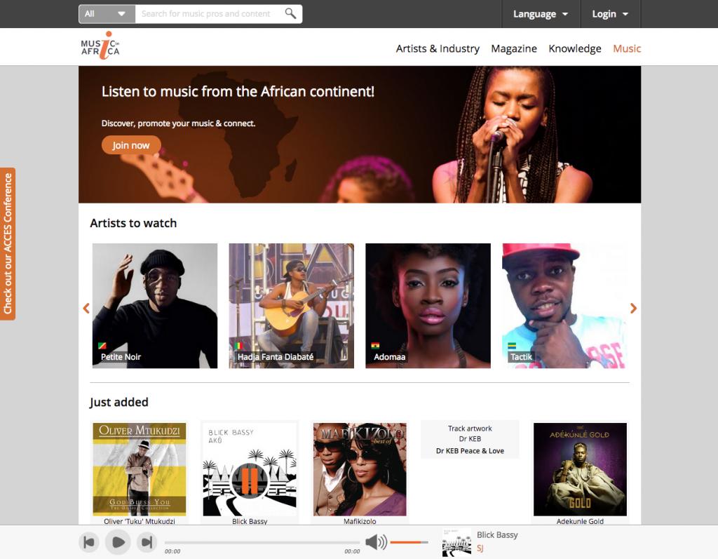 Music In Africa Music page