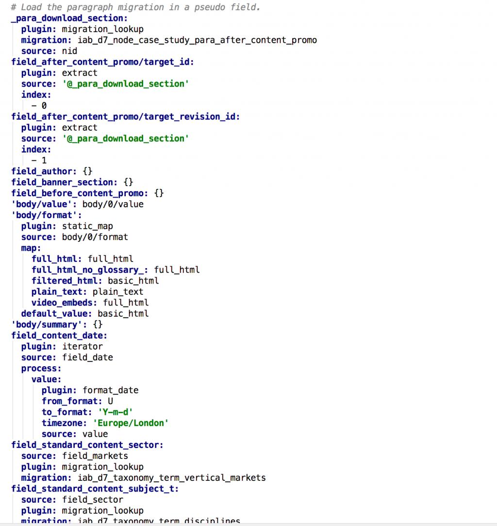 Drupal 7 to Drupal 8 Content Migration YAML file portion